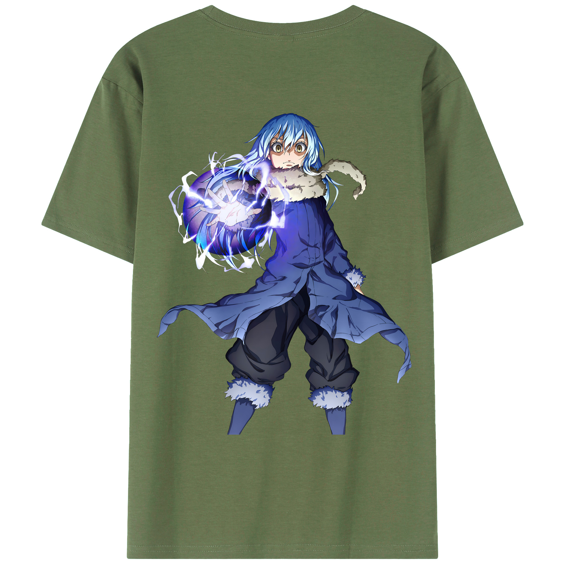 （画像用） 転スラ Regarding Reincarnated to Slime 綿100％ メンズ半袖Tシャツ（バックプリント） 通気性